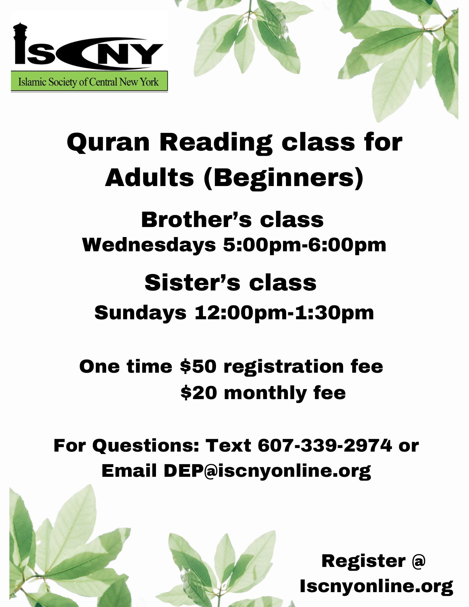 Adult Quran classes registration